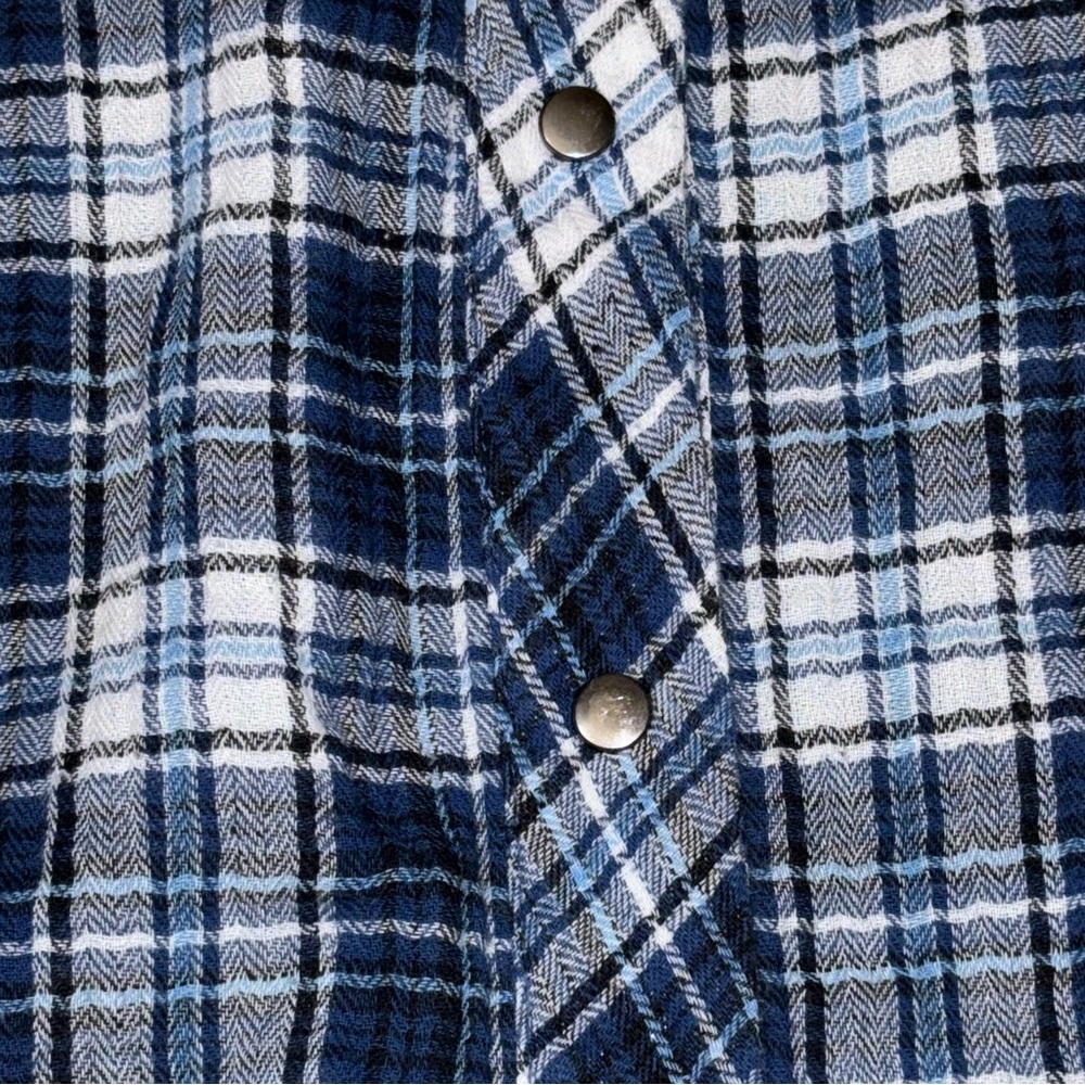 Kut From The Kloth Boylen Plaid Flannel Snap Button Shirt Roll Up Sleeve Large - Picture 10 of 11